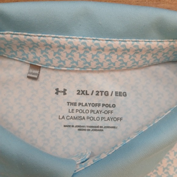 Under Armour Polo Mens 2XL XXL Blue AOP Golf Cognizant Classic Palm Beaches Flex - Picture 2 of 11
